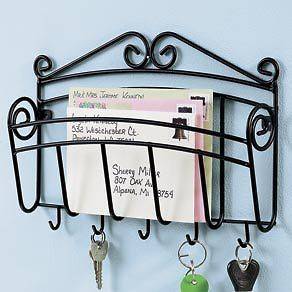 MAIL AND KEY HOLDER organizer METAL scroll RACK new
