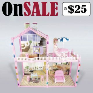 97pc Children Toy House Fits Barbie Size Doll Furnitures 2.5 Ft Girl 