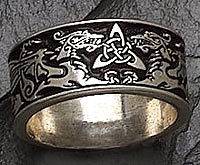 Celtic DRAGON Wedding Ring WIDE HANDFASTING BAND SILVER PROTECTION 