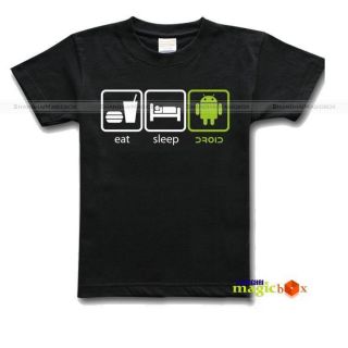 Eat Sleep Android Google Phone OS Fan T shirt Tee Black