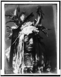 Lean Wolf,Hidatsa Indians,clothing,headdress,fur,feathers,buckskin 