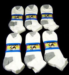 Wholesale Clothing 240 Pairs Boys / Mens White with Grey Heal & Toe 