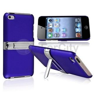Blue Hard Skin Stand Accessory Case Cover For Apple iPod Touch 4Th Gen 