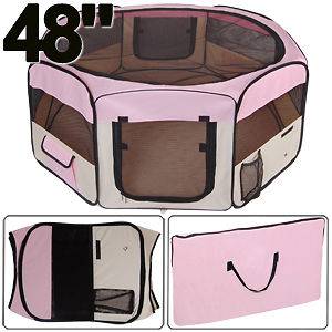   Door Large Pink Playpen Dog Cage Puppy Crate Soft Exercise Kennel