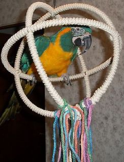 Extra Large Parrot 3 Ring Orbit Preening Swing PERCH COTTON ROPE