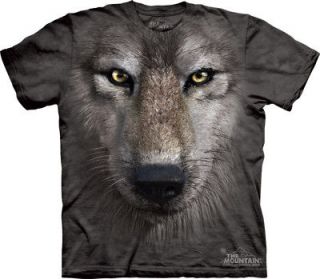 THE MOUNTAIN WOLF FACE WILD ANIMAL FACE T SHIRT L