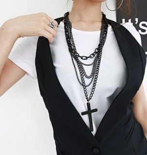 2012 NEW Fashion classic Multilayer chain Wood Cross Necklace N59