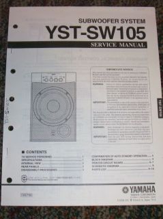 Yamaha Service Manual~YST SW1​05 Subwoofer System~Orig.