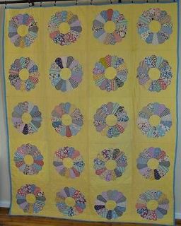Cheerful Feedsacks on Sunny Yellow 1930s Dresden Plate QUILT