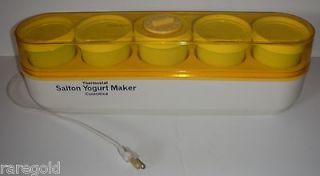 Vintage SALTON YOGURT MAKER Thermostat Controlled Yellow base 5 cups 