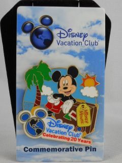   Club Member DVC Mickey Mouse Suitcase Celebrating 20 Years Pin