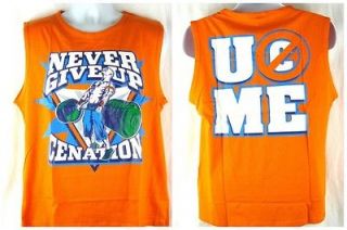 John Cena Orange Sleeveless WWE Muscle T shirt New