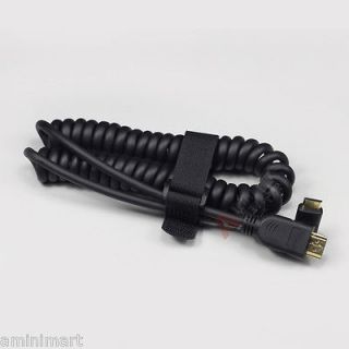 90° Mini Micro HDMI to HDMI Velcro Coiled Cable fr SLR DSLR Rig Rigs 