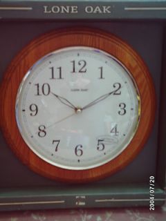 Lone Oak 12 Round Wall Clock w/ Wood Frame Glass Face
