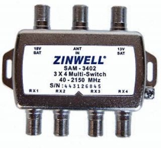 Three Lot (3) DirecTV Zinwell 3X4 Multi Switch Multiswitch Dish Direct 