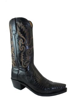 Mens Cowboy boots Lucchese 1883 N8133.54 Black Lizard Pointy Toe
