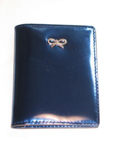Anya Hindmarch Travel / Id Pass / Wallet in navy mirrored leather RRP 