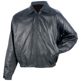 New Giovanni Navarre Mens Black Genuine Leather Bomber Jacket Classic 