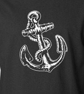ANCHOR T Shirt white ink sailing pirate beach nautical pinup retro 