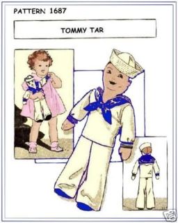 1687 Tommy Tar boy rag doll pattern vintage old clothes