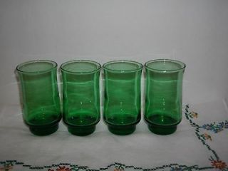 Vintage Anchor Hocking Forest Green Juice Glasses Set of 4 1950s 1960s