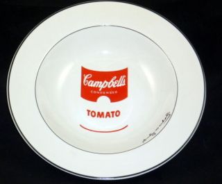 Campbell Campbells Tomato Soup Bowl Andy Warhol Block Pop Red White