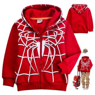 NWT Kids Boys Girls Spider Man Winter Fleece Red Hoodies Size#100 3 