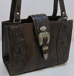 American West Two Tone Dark BROWN Shoulder Bag/Tote/Handb​ag/Purse 