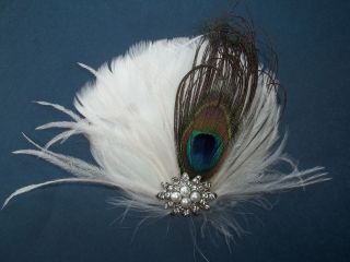 Bridal Hair Clip Vintage Style Peacock Feather Fascinator Womens Girls 