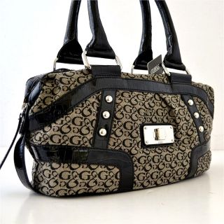 Guess Black G Logo Enya Handbag Purse Satchel Box Bag