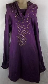 Women Plus Size Clothing Alfani 0X 1X 2X 3X Purple Crowl Neck Knit 