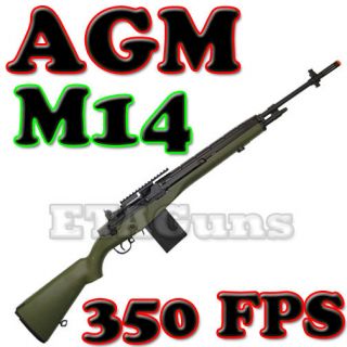 NEW AGM Green Airsoft AEG M14 Metal Gear Box Sniper Rifle Automatic 