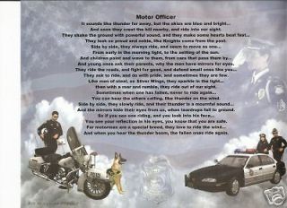 Police Motorcyle Officer Poem Prayer Personalized Name