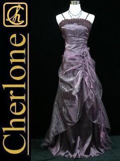 Cherlone Plus Size Satin Purple Rose Long Ball Gown Wedding/Evening 