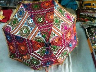 Vintage Hand embroidered Indian umbrella Handmade handcrafted Parasol 