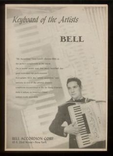 1953 Tony Lavelli photo Bell accordion print ad