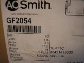 AO SMITH GF2054 1/2 HP, 1725 RPM,AC ELECTRIC MOTOR, NEW,  