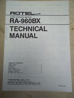 Rotel Service/Techni​cal Manual~RA 960B​X Amplifier~Orig​inal