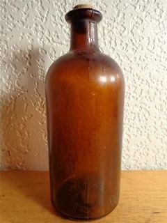 Antique Amber Glass Apothecary Drug Store Chemist Bottle 1800s with 