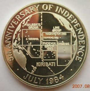 Kiribati 1984 Independence 10 Dollars Silver Coin