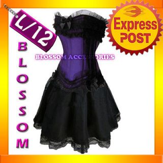 870 7 Purple Burlesque Moulin Rouge Gothic Lollita Corset Top & Skirt 