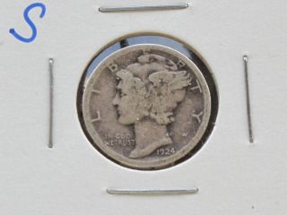 1924 S Mercury Dime Silver U.S. Coin C1867L