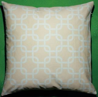 Powder Blue and Gray Chains Trellis Striped Decorative Throw Pillow 