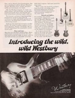 1978 VINTAGE AD Introducing The Wild Westbury GUITAR