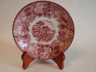   Red Transferware Enoch Wood & Sons English Scenery Woods Ware Saucer