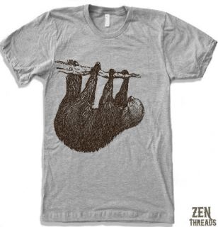 Mens TREE SLOTH american apparel t shirt tee 14 colors all sizes S M L 