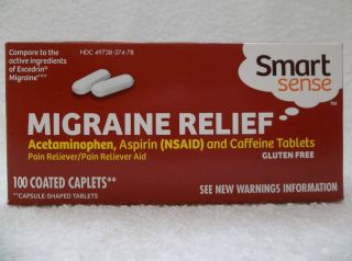 Migraine Relief Acetaminophen 250 mg,Aspirin,Caf​feine 100 Caplets