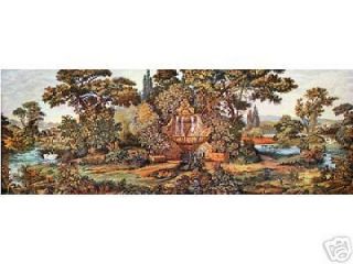 Large Italian Tapestry FOUNTAIN IN A GARDEN Swans