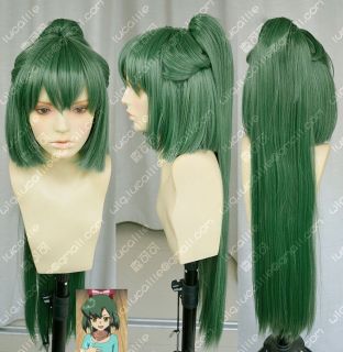 AKB0048 / Takahashi South Dark green cosplay Wig +80CM horsetail Clip