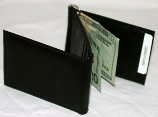 Mens Black Leather Money Clip Trifold Wallet Z  Shape
